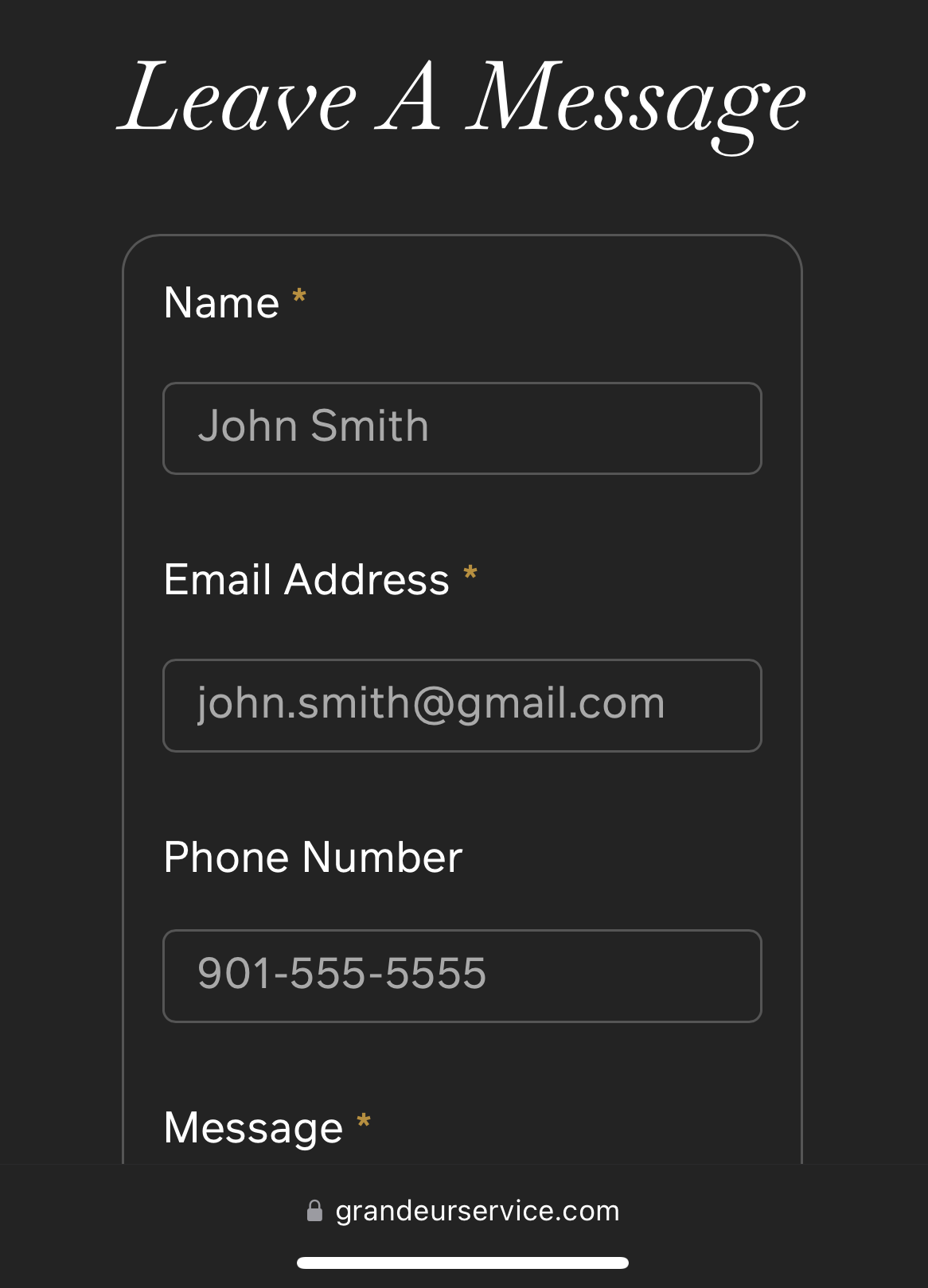 contact form