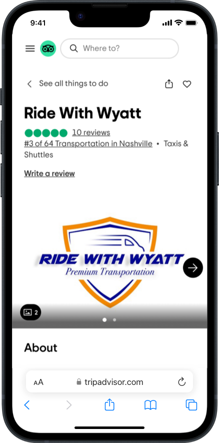 webpage of TripAdvisor mocked up on an iPhone
